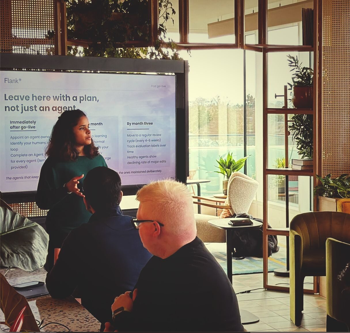 A workshop session on the post-go-live plan: leave here with a plan, not just an agent
